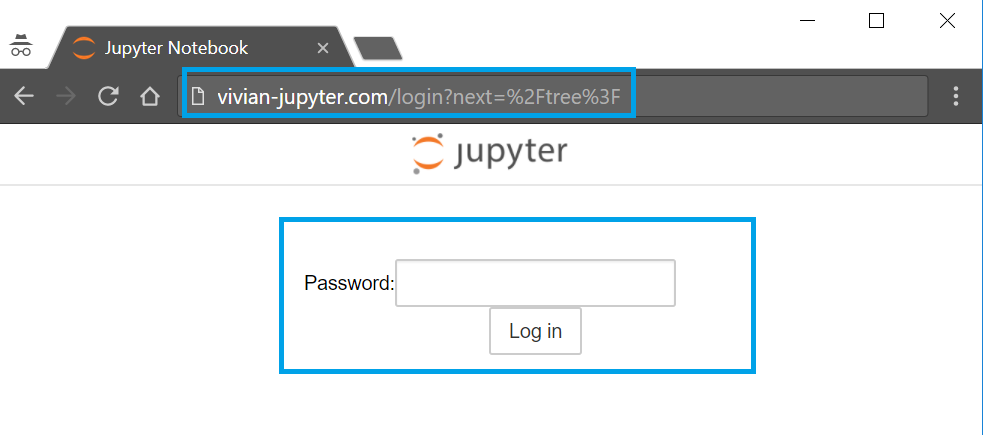 browser showing domain name in address bar and request for password